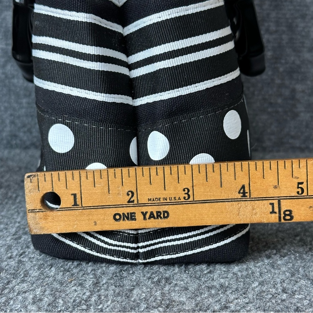 Vintage Tianni hand bag bamboo top handles black and white grosgrain ribbon 8x10 - Picture 13 of 13